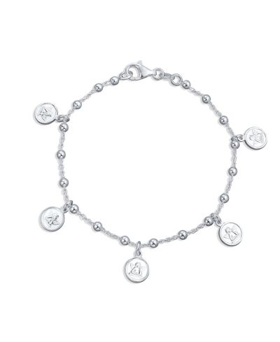 Bling Jewelry Guardian Angel Cherubs Dangling Charm Medallion Bracelet Sterling Silver