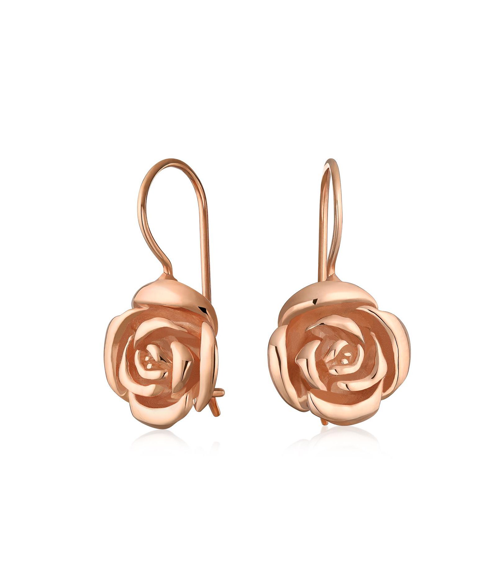 Bling Jewelry Romantic Black Rose Flower Drop Earrings French Wire .925 Sterling Silver