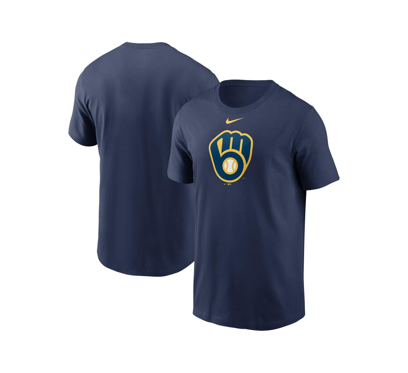 Nike Men's Navy Milwaukee Brewers Fuse Logo T-Shirt