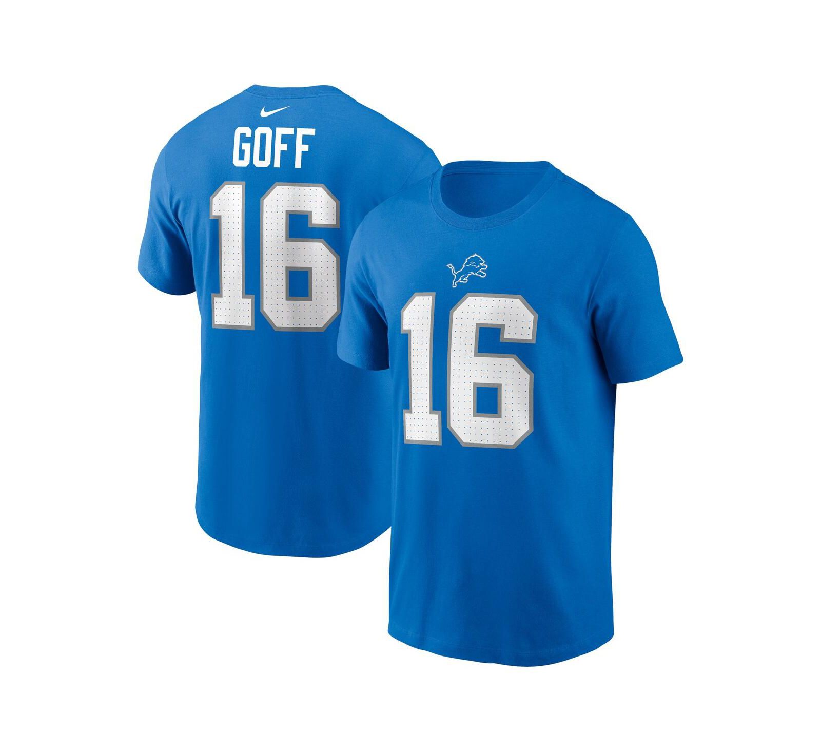 Мужская футболка Nike Jared Goff Blue Detroit Lions с именем и номером