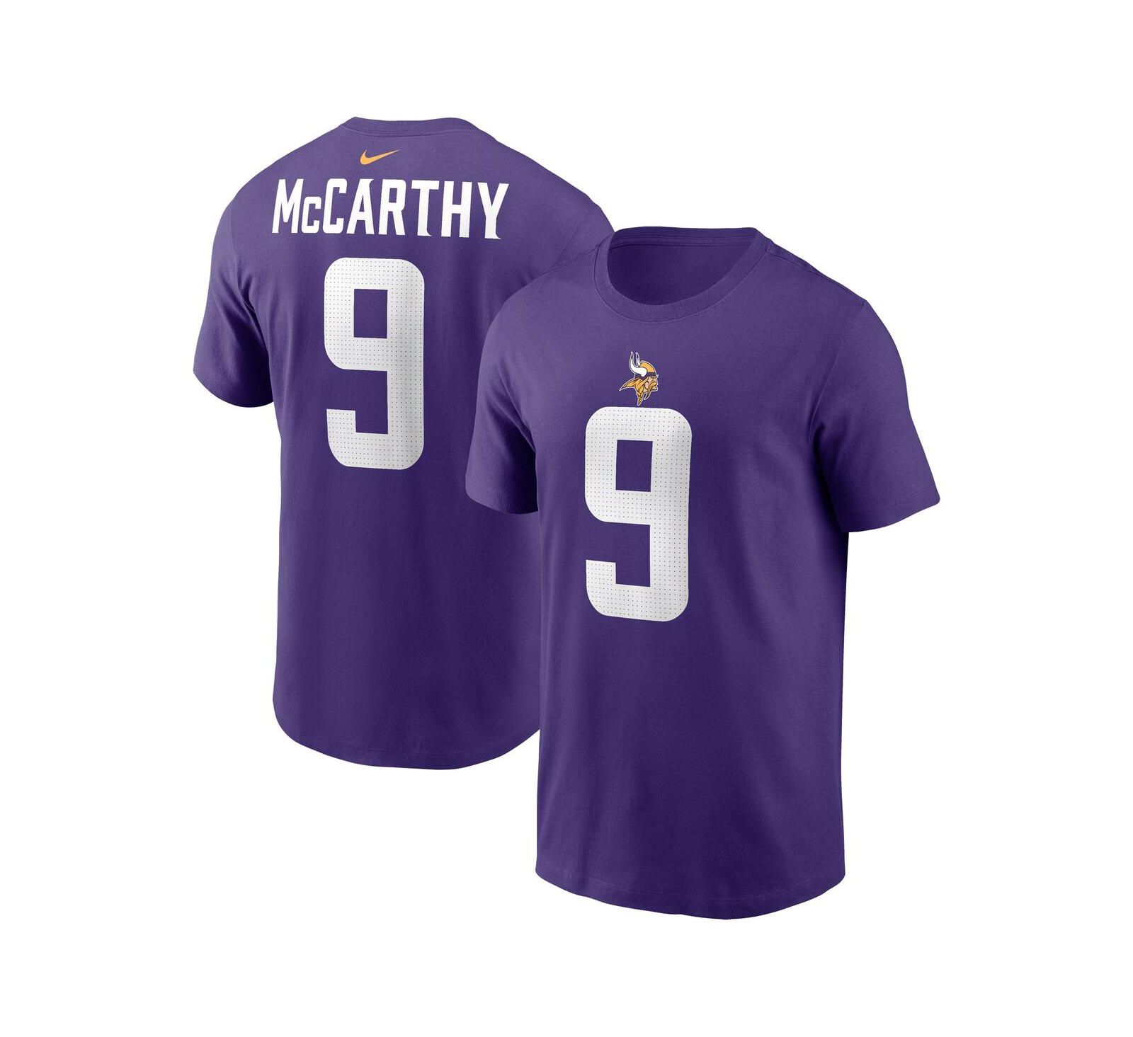 Nike Men's J.J. McCarthy Purple Minnesota Vikings 2024 NFL Draft First Round Pick Name & Number T-Shirt