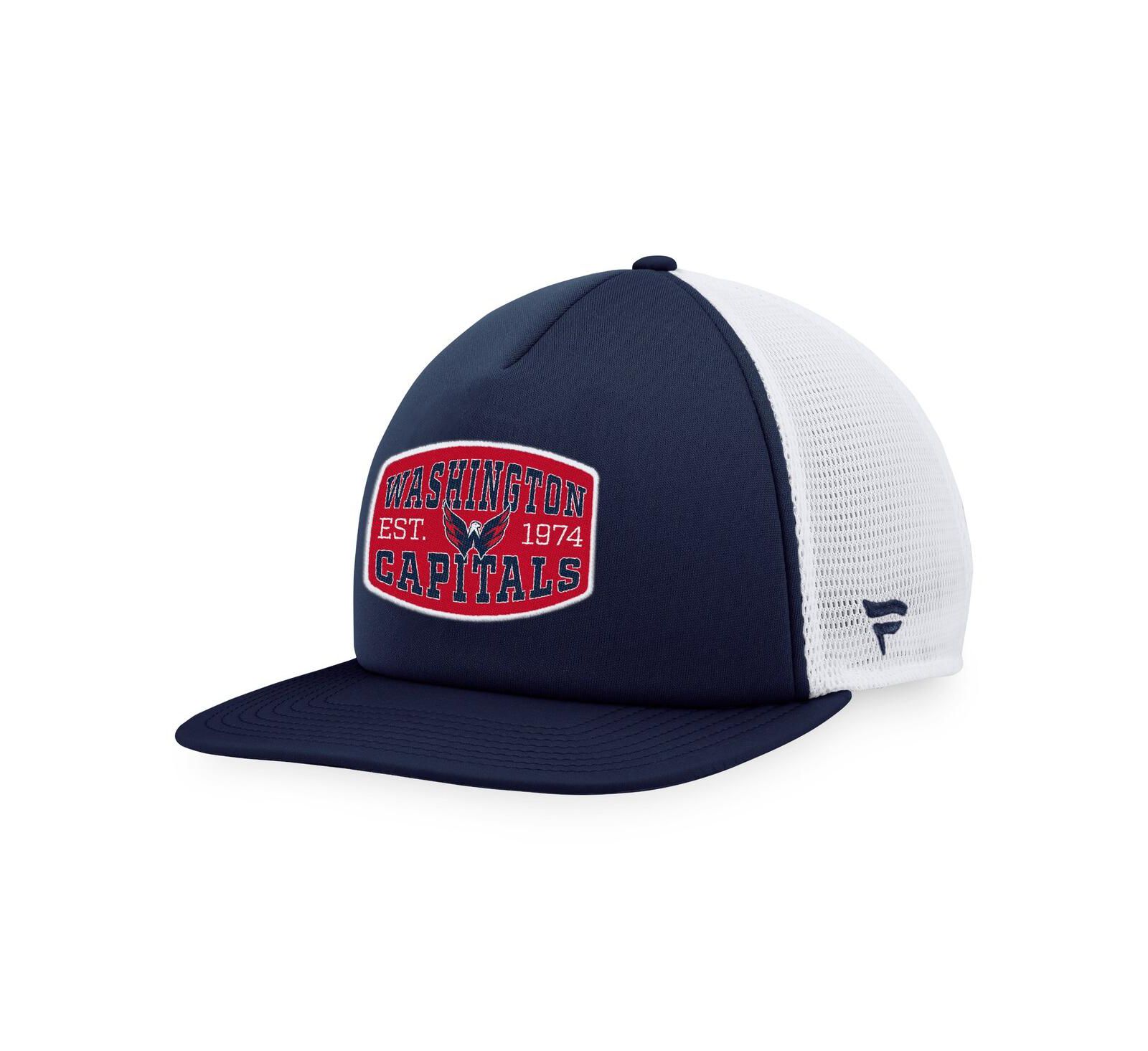 Мужская кепка Fanatics Navy/White Washington Capitals Foam Front Patch Trucker Snapback Hat