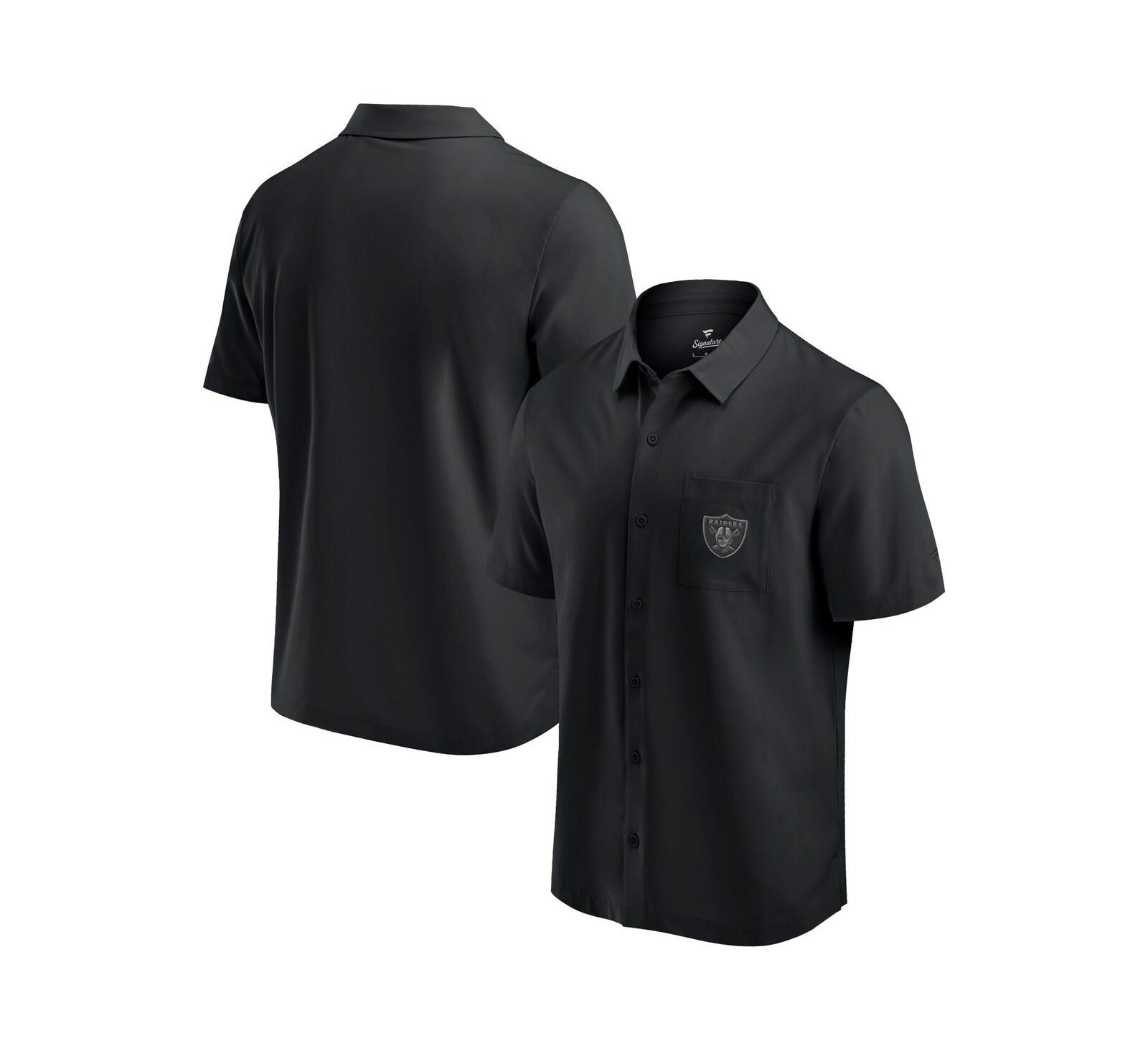 Fanatics Men's Black Las Vegas Raiders Front Office Button-Up T-Shirt