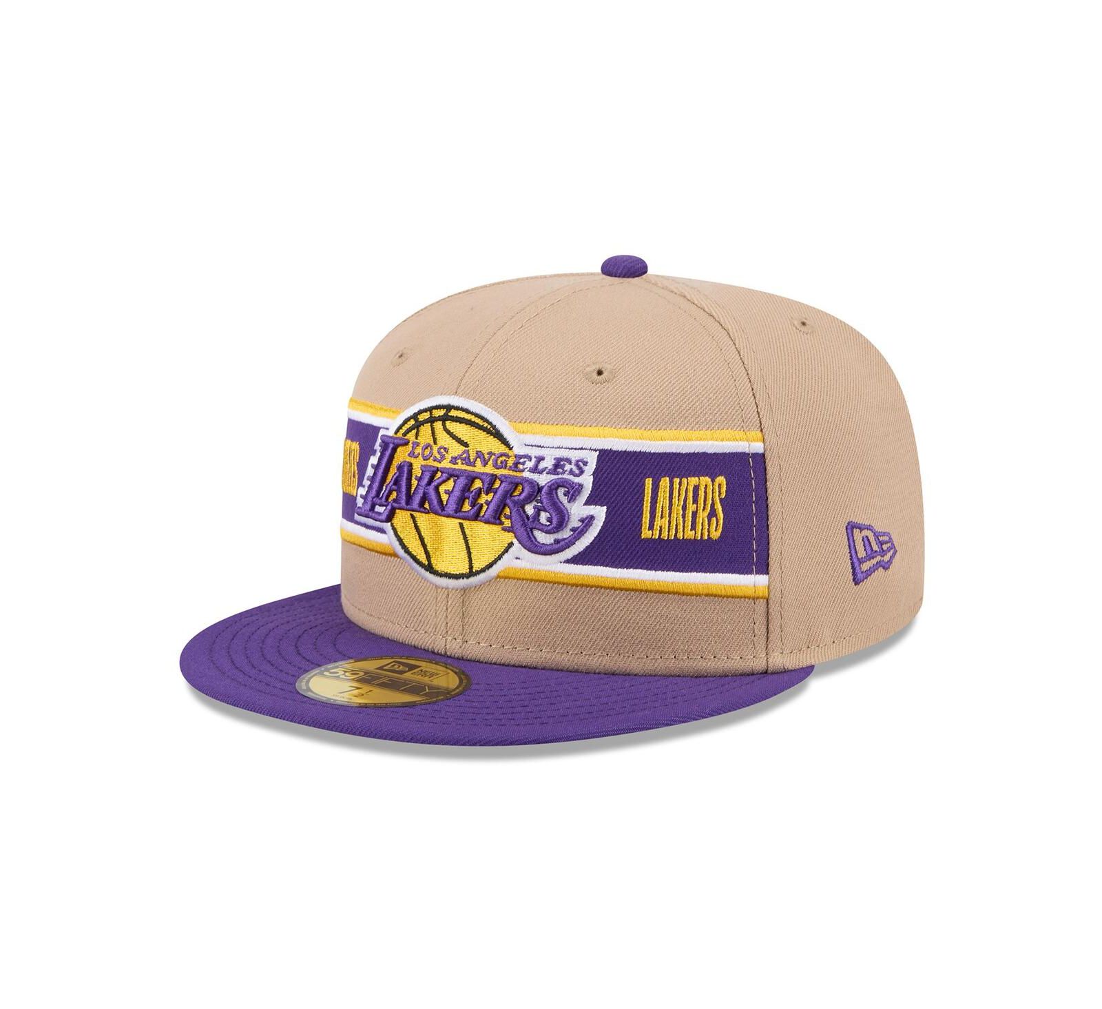 Мужская кепка New Era Tan/Purple Los Angeles Lakers 2024 NBA Draft 59FIFTY Fitted Hat