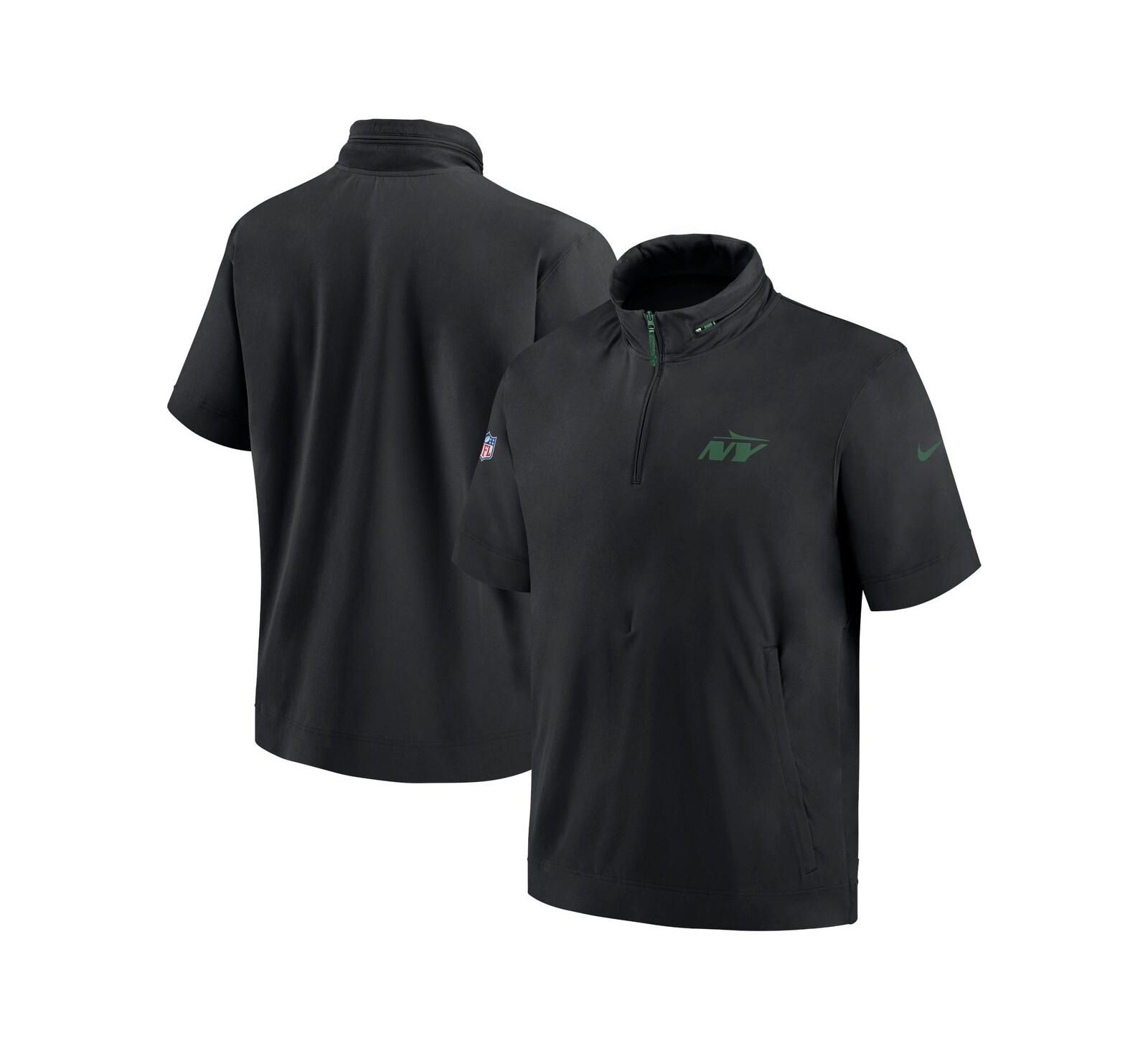 Nike Men's Black New York Jets 2024 Sideline Coach Short Sleeve Half-Zip Hoodie Jacket