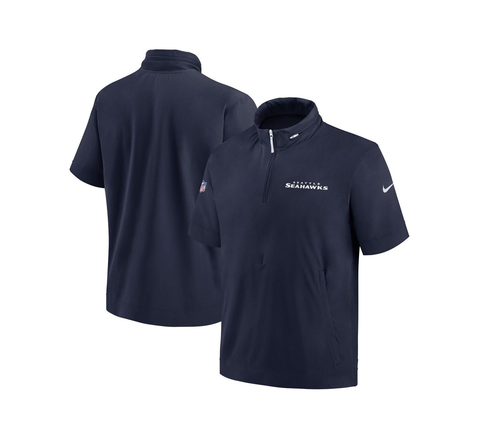 Nike Мужская куртка-худи Nike College Navy Seattle Seahawks 2024 Sideline Coach Half-Zip
