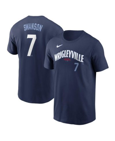 Nike Men's Dansby Swanson Navy Chicago Cubs City Connect Fuse Name & Number T-Shirt
