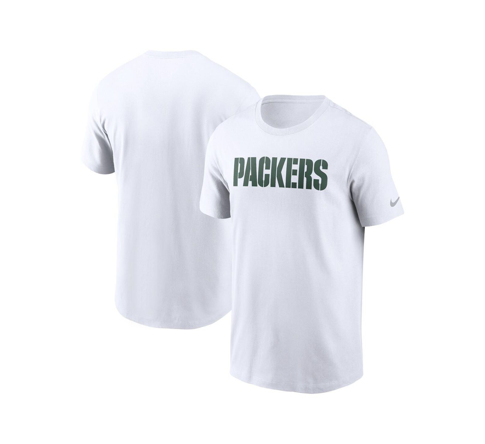 Мужская футболка Nike White Green Bay Packers Primetime Wordmark Essential