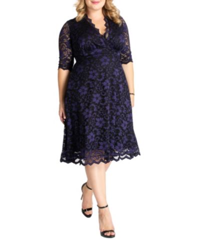 Kiyonna Plus Size Mon Cherie Floral Lace Cocktail Dress