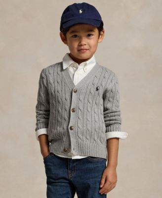 Polo Ralph Lauren Toddler and Little Boys Cable-Knit Cotton V-Neck Cardigan Sweater