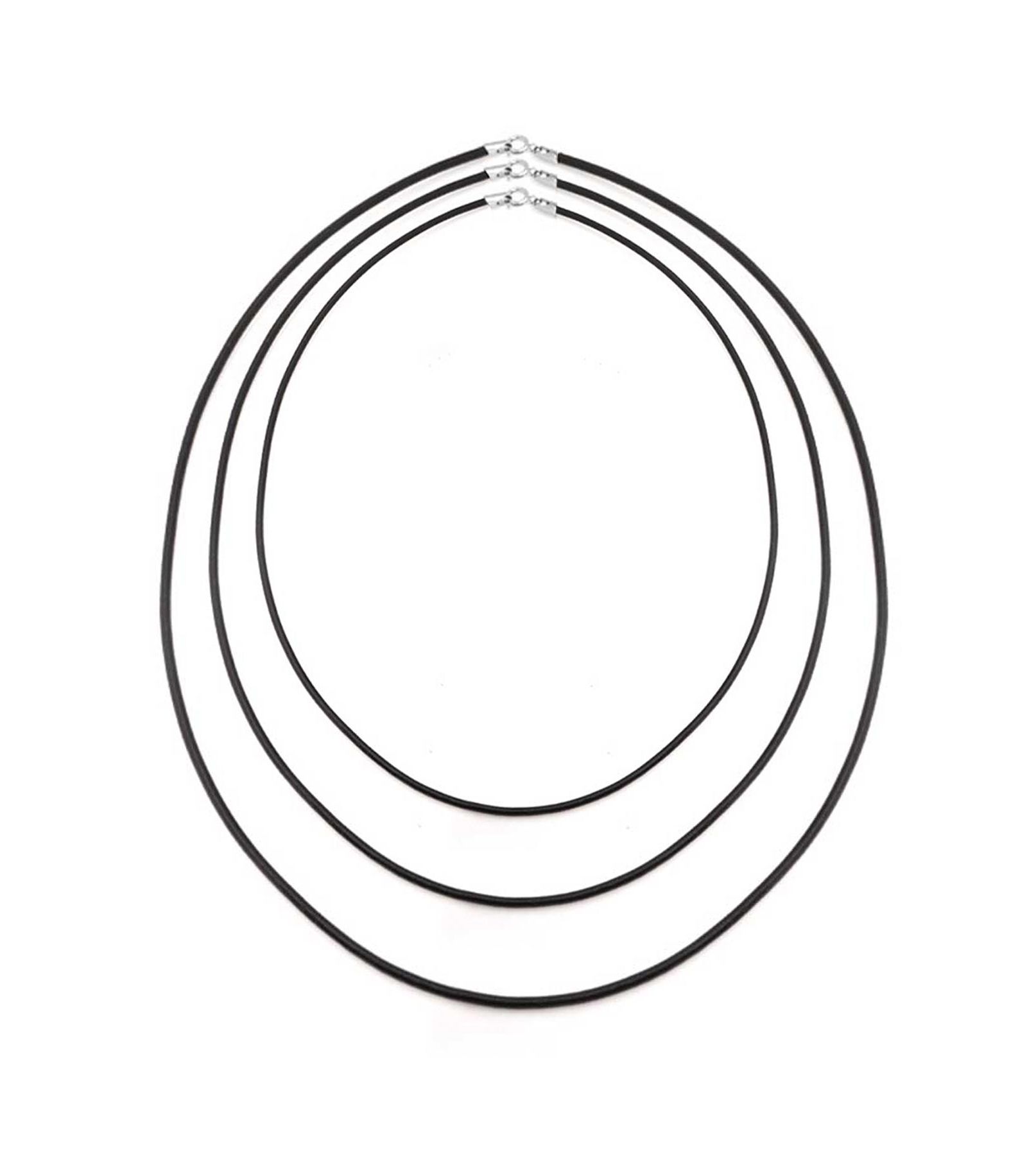 Набор из трех колье Bling Jewelry, 16 18 20 дюймов, черная резина, серебро