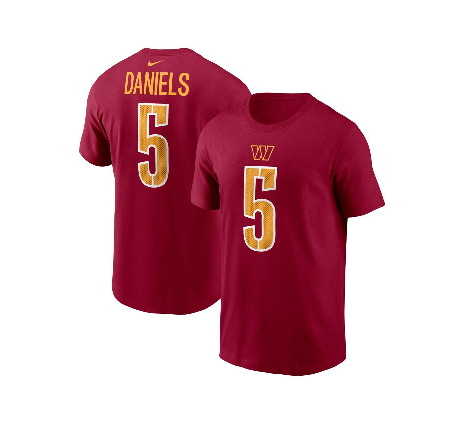 Nike Men's Jayden Daniels Burgundy Washington Commanders 2024 NFL Draft First Round Pick Name & Number T-Shirt