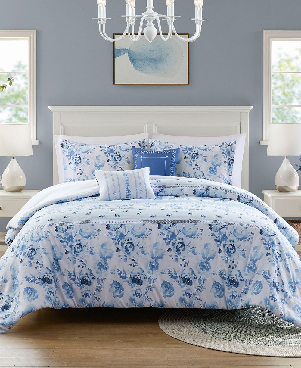 Intelligent Design Christa Floral Striped 5-Pc. Comforter Set, Full/Queen