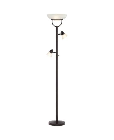 Possini Euro Design Modern Torchiere Floor Lamp 3-in-1 Design 70" Tall Tiger Bronze White Glass Shades for Living Room Reading Bedroom Office