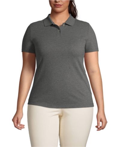 Lands' End Women's Plus Size Short Sleeve Basic Mesh Polo Shirt