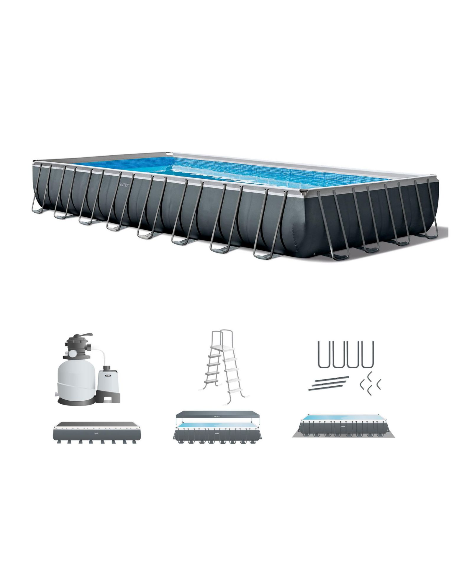 Intex 32' x 16' x 52" Rectangular Ultra XTR Frame Above Ground Swimming Pool Set