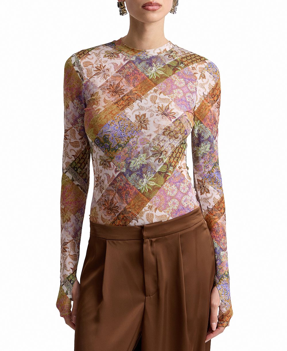 Женский сетчатый топ Avec Les Filles Printed Long-Sleeve