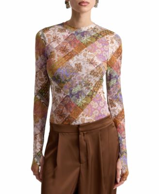 Женский сетчатый топ Avec Les Filles Printed Long-Sleeve