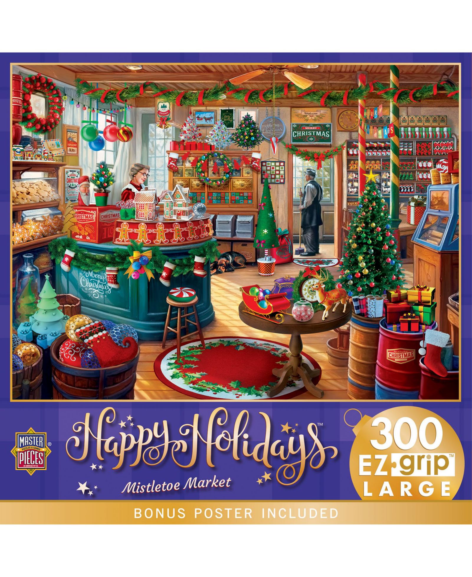 Masterpieces Puzzles Mistletoe Market 300 Piece EZ Grip Jigsaw Puzzle, Ages 12+