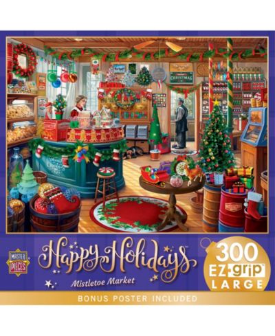 Masterpieces Puzzles Mistletoe Market 300 Piece EZ Grip Jigsaw Puzzle, Ages 12+