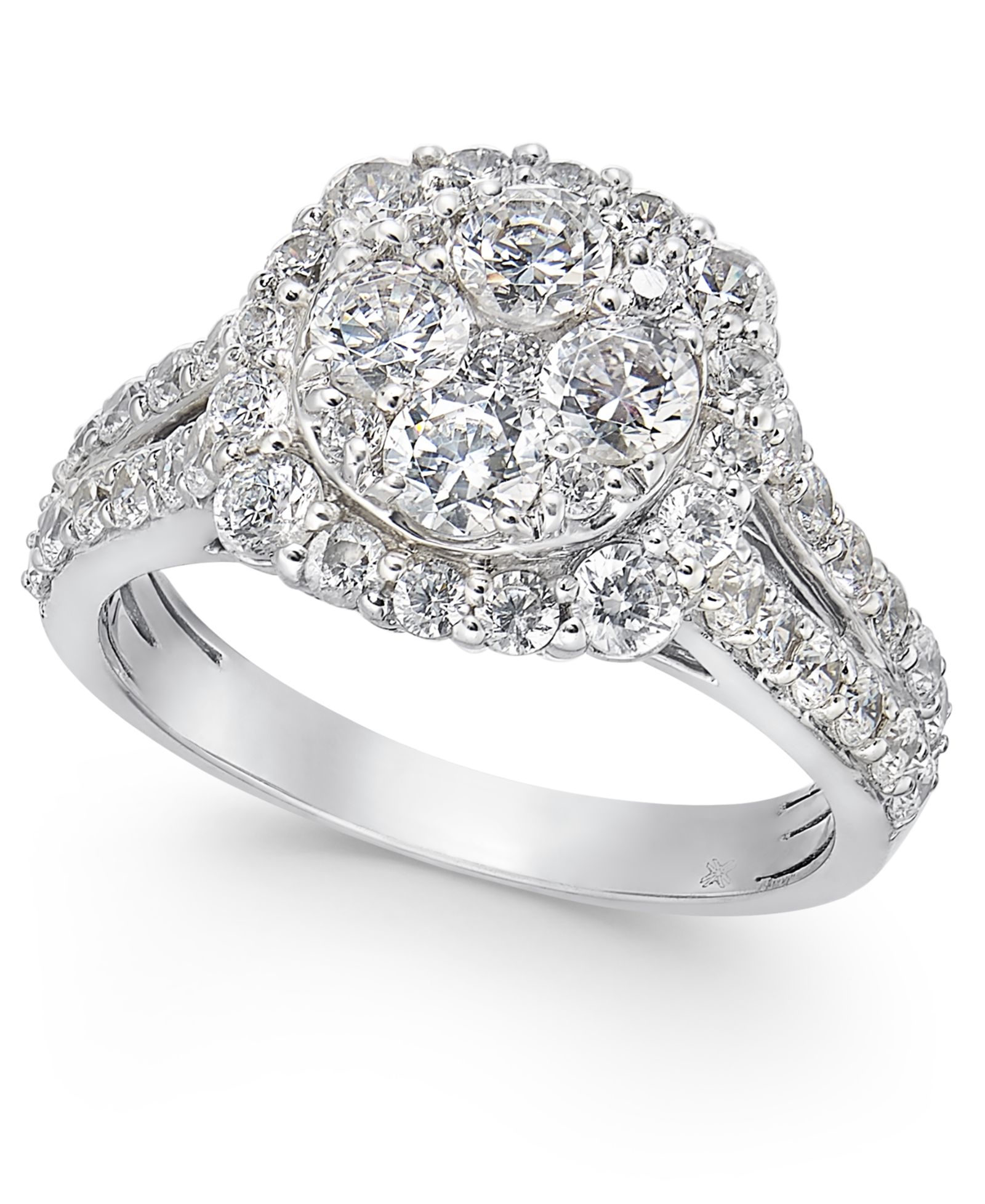 Помолвочное кольцо с бриллиантовым ореолом (2 ct. t.w.) в белом золоте 14k