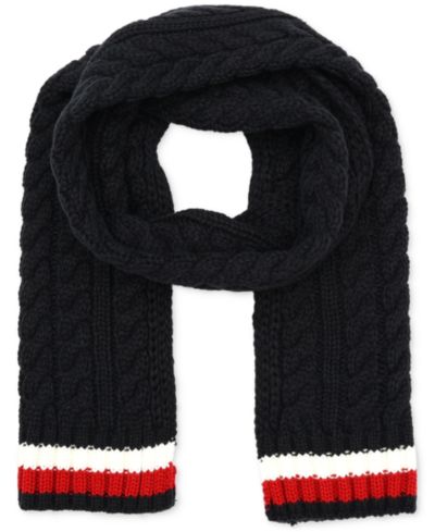 Tommy Hilfiger Мужской шарф в полоску с вязаным узором Cable Knit