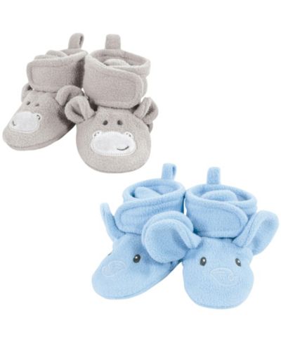 Hudson Baby Baby Boys Hudson Dual Pack of Snug Animal Fleece Booties