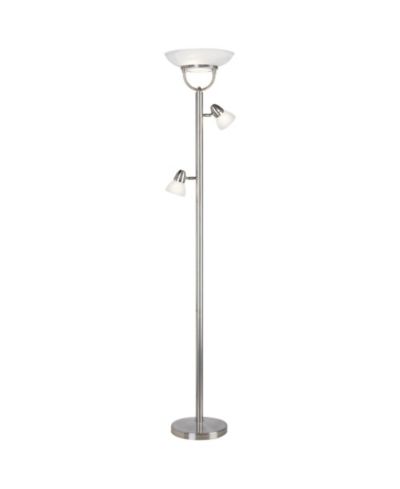 360 Lighting 3 in 1 Modern Torchiere Floor Lamp with Side Lights 70" Tall Brushed Nickel Glass Shades