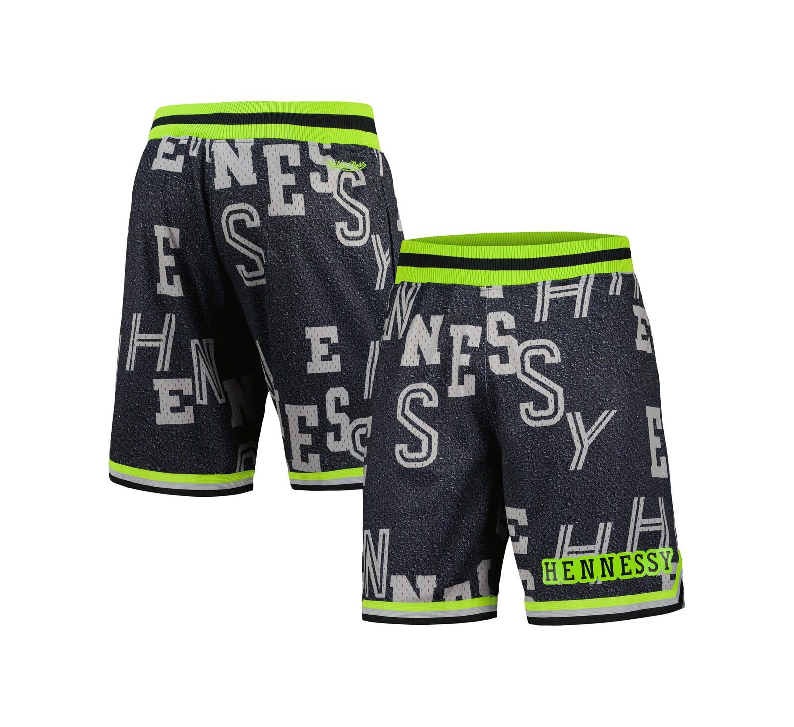 Mitchell & Ness Men's Black NBA x Hennessy Neon Concrete Game Day Shorts