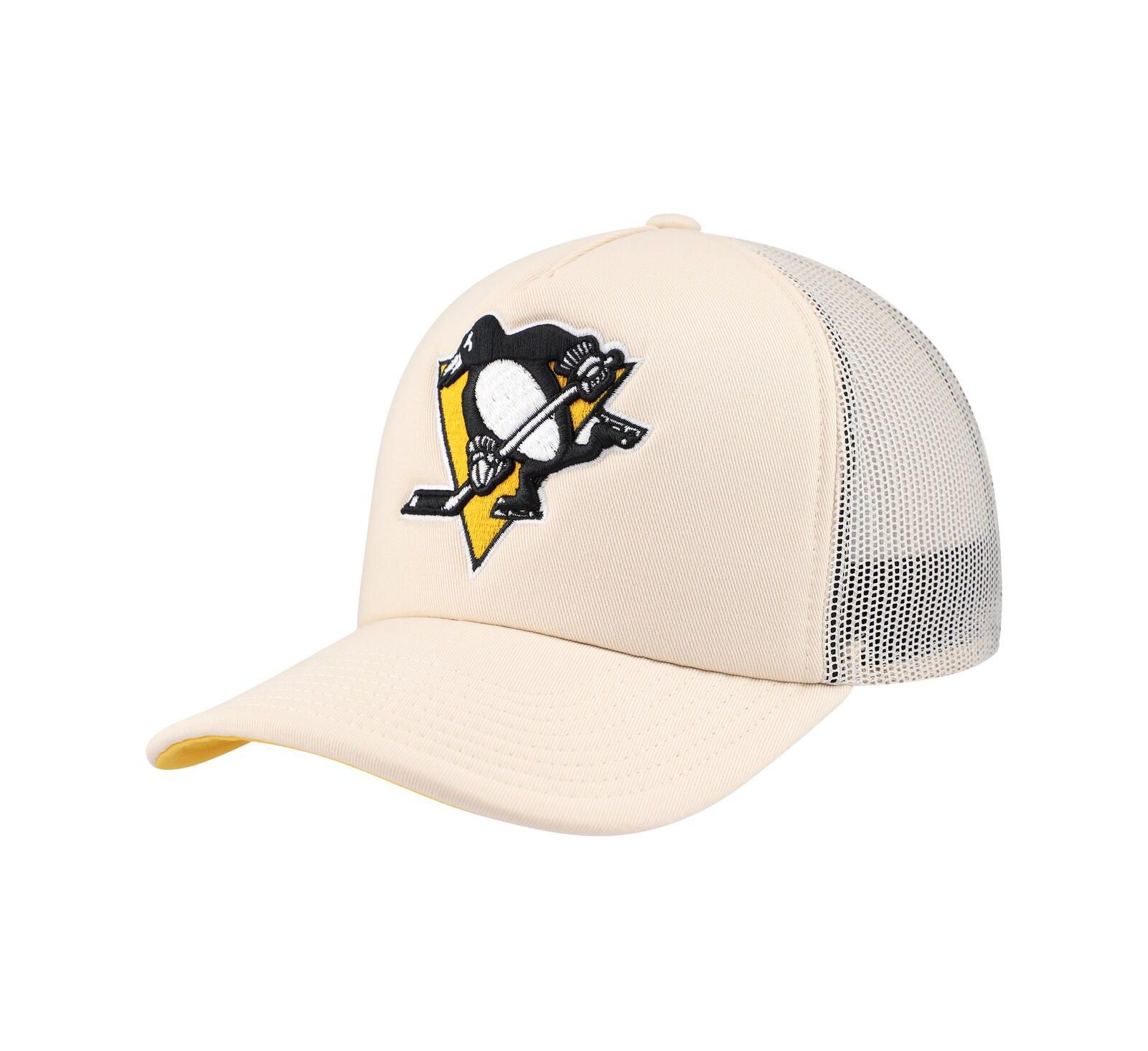 Mitchell & Ness Men's Cream Pittsburgh Penguins Foam Front Trucker Adjustable Hat