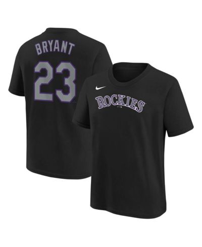 Nike Big Boys and Girls Kris Bryant Black Colorado Rockies Home Player Name & Number T-Shirt
