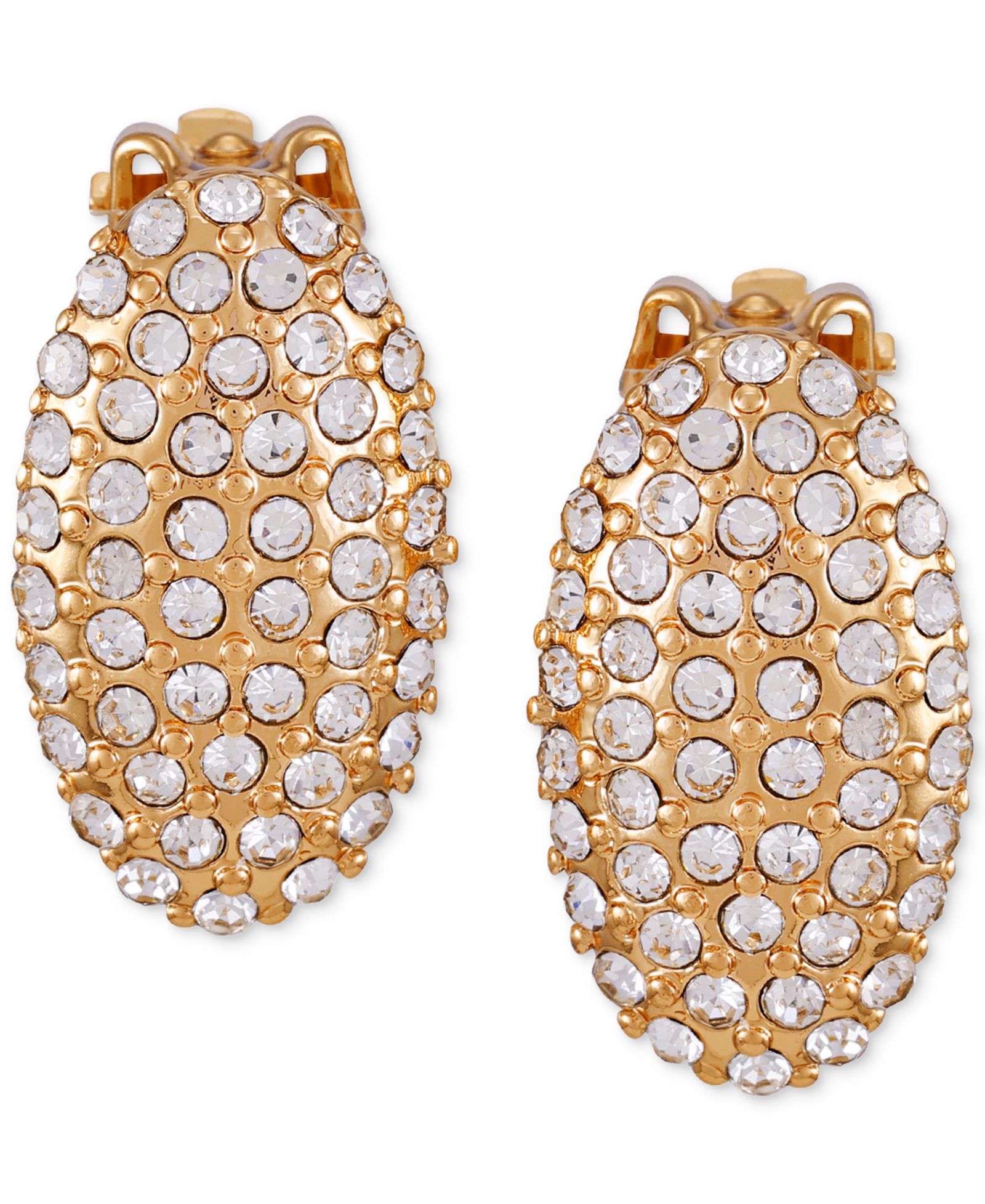 Серьги-гвоздики T Tahari Gold-Tone Pavé Oval Clip-On