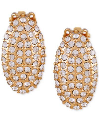Серьги-гвоздики T Tahari Gold-Tone Pavé Oval Clip-On