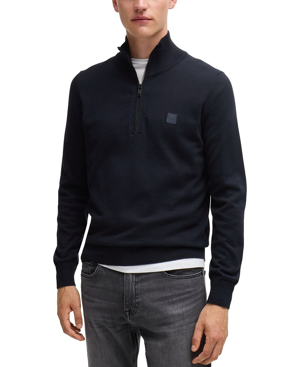 BOSS by Hugo Boss Men’s Logo-Patch Zip-Neck Sweater