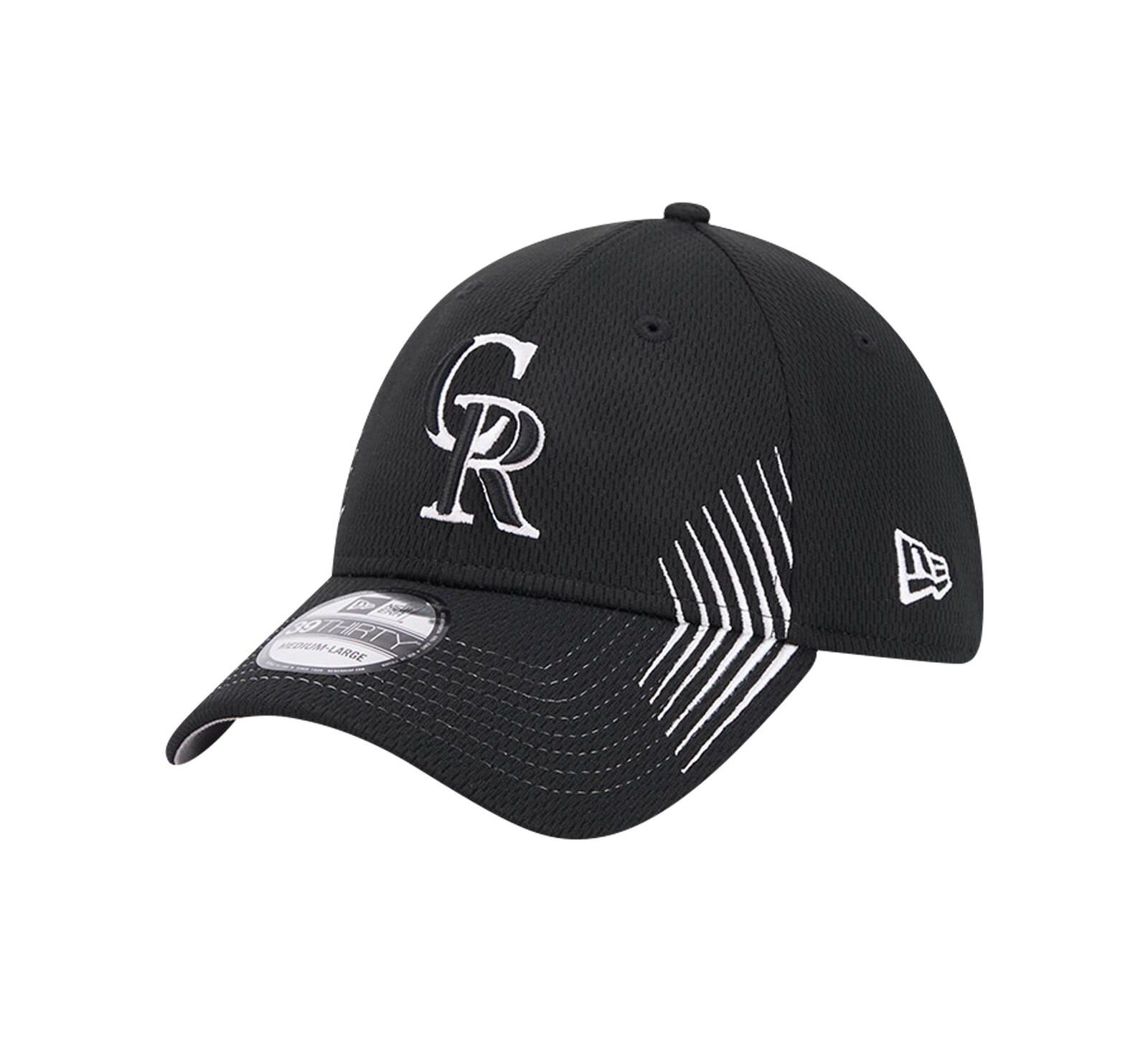 Мужская кепка New Era Black Colorado Rockies Active Dash Mark 39THIRTY Flex