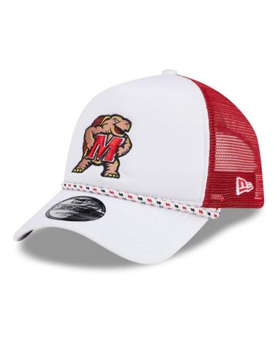 New Era Men's White/Red Maryland Terrapins Court Sport Foam A-Frame 9FORTY Adjustable Trucker Hat