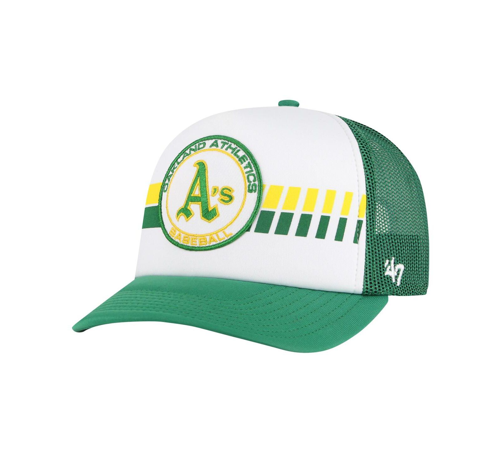 Мужская бейсболка '47 Brand White/Green Oakland Athletics Cooperstown Collection Pack Express Trucker Adjustable Hat