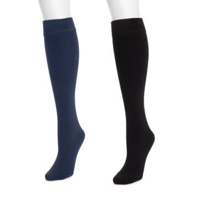 MUK LUKS Women's 2 Pack Fleece Lined Knee High Socks