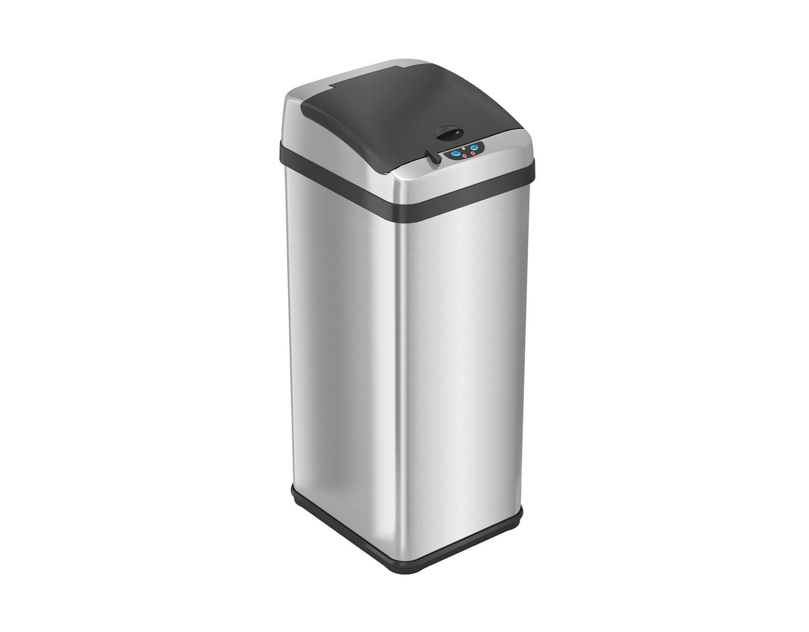 iTouchless 50 Liter / 13 Gallon  Platinum Edition Stainless Steel Sensor Kitchen Trash Can with AbsorbX Odor Filter