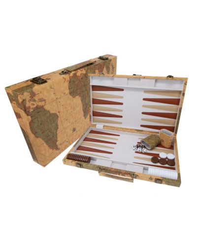 Набор для игры в нарды WE Games, кожаный стиль карты, Tan, 14.75 x 9.75 in. в закрытом виде