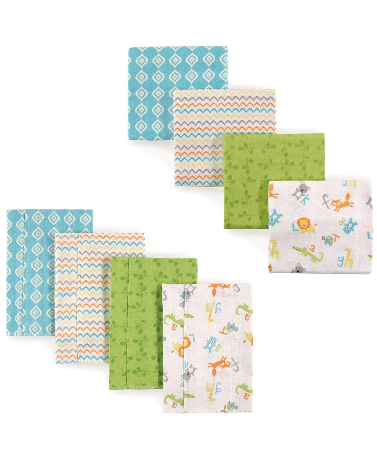 Luvable Friends Comfortable Cotton Flannel 8-Piece Collection Receiving Blankets & Burp Cloths