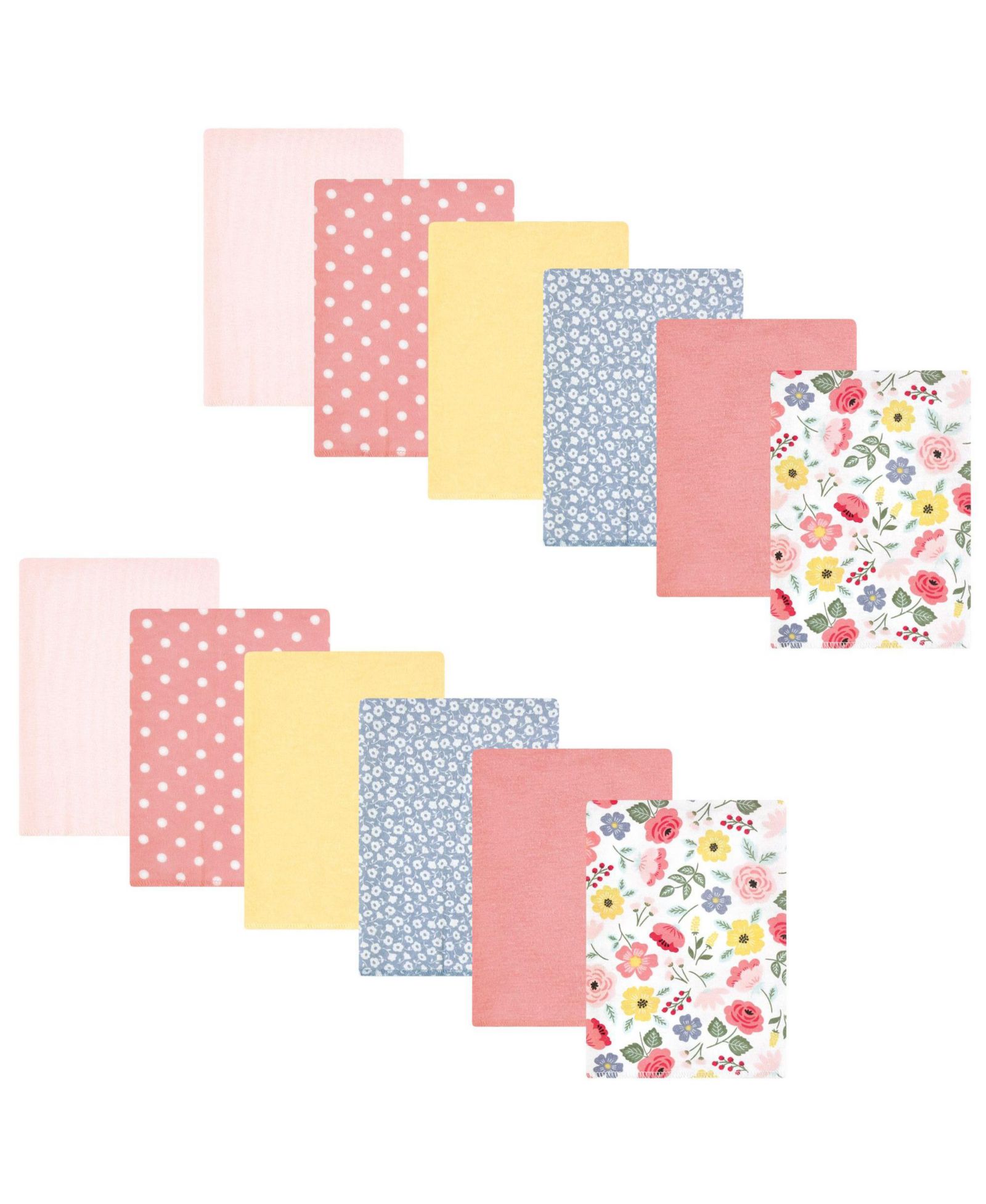 Hudson Baby Girls Absorbent Cotton-Poly Flannel Burp Cloths 12-Count