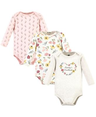 Hudson Baby Baby Girls Hudson Cotton Long-Sleeve Bodysuits 3-Pack