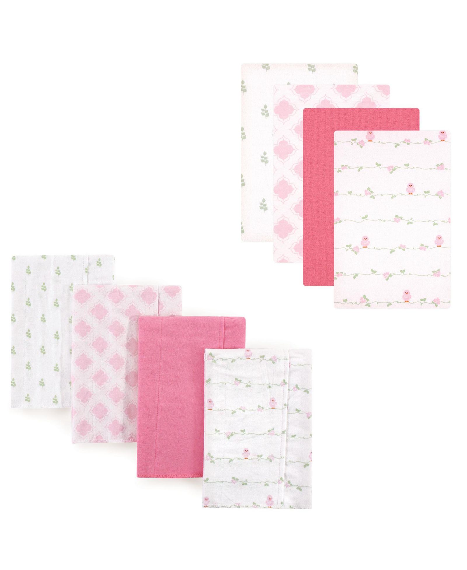Luvable Friends Soft Cotton Flannel Essentials 8 Burp Cloths & Receiving Wraps