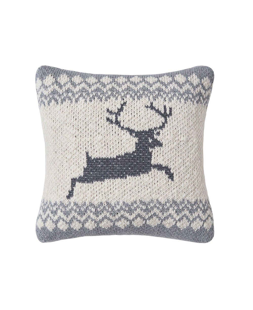 Декоративная вязаная подушка C&F Home Leaping Deer, Petite, 10" x 10"