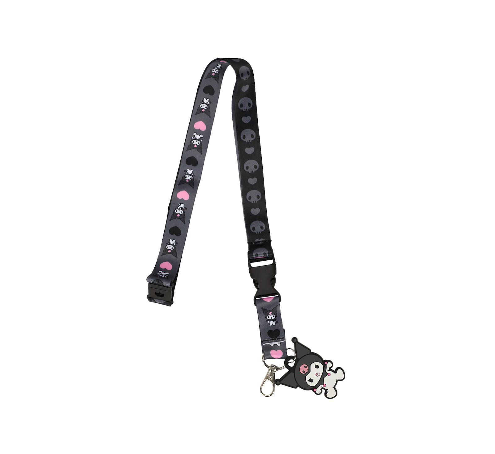 Подвеска Kuromi Hearts and Skulls Black Lanyard с персонажем