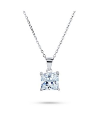 Ожерелье с кулоном Bling Jewelry Classic Dainty 4 Prong Set 1.25 CT Solitaire Square Princess Cut Clear Cubic Zirconia CZ из стерлингового серебра