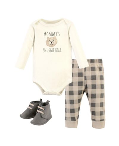 Комплект из 3 предметов Hudson Baby для мальчиков: боди с длинным рукавом, брюки и пинетки