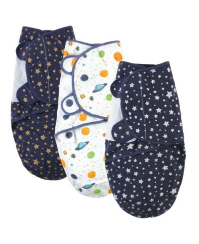 Hudson Baby Baby Boys Hudson Unisex Padded Cotton Swaddles (3-Piece Set)