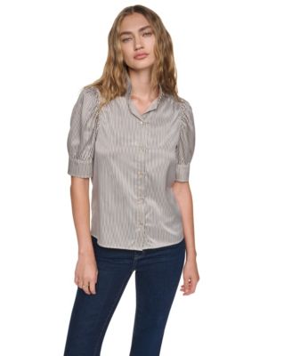 Женская рубашка DKNY Jeans с пышными рукавами и стойкой
